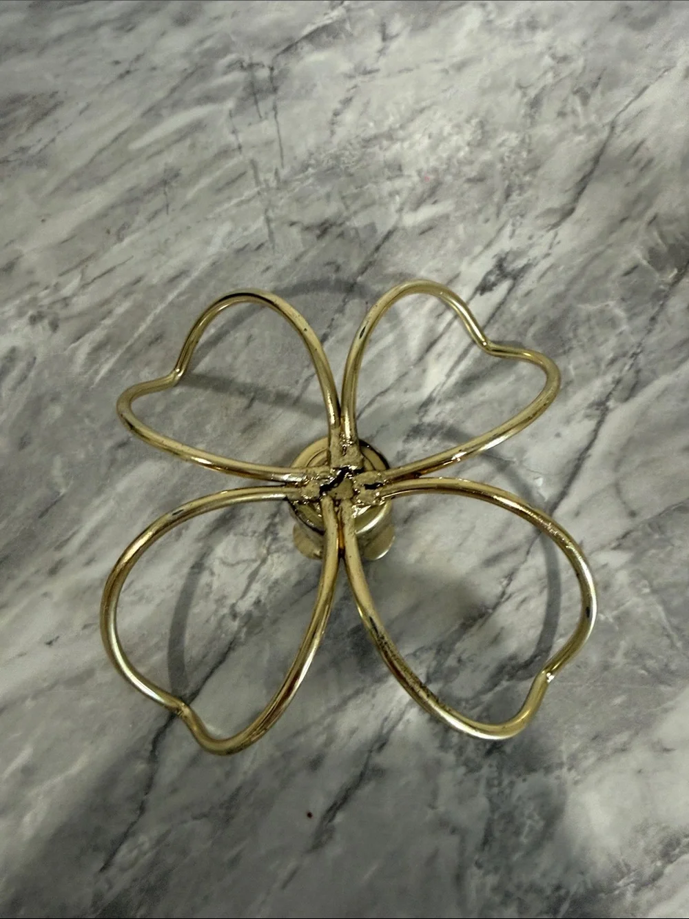 Pair Vintage Gold  Flower Taper Candle Holders Wire Petal Boho Mid Century Decor